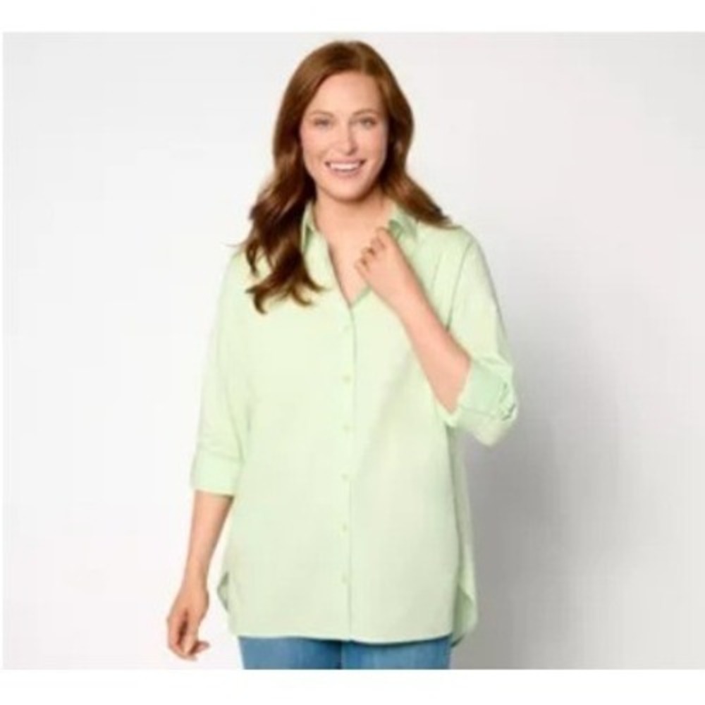 Zuda Cool Cotton Button Down Shirt Soft Mint Green XL A646256 Business Casual